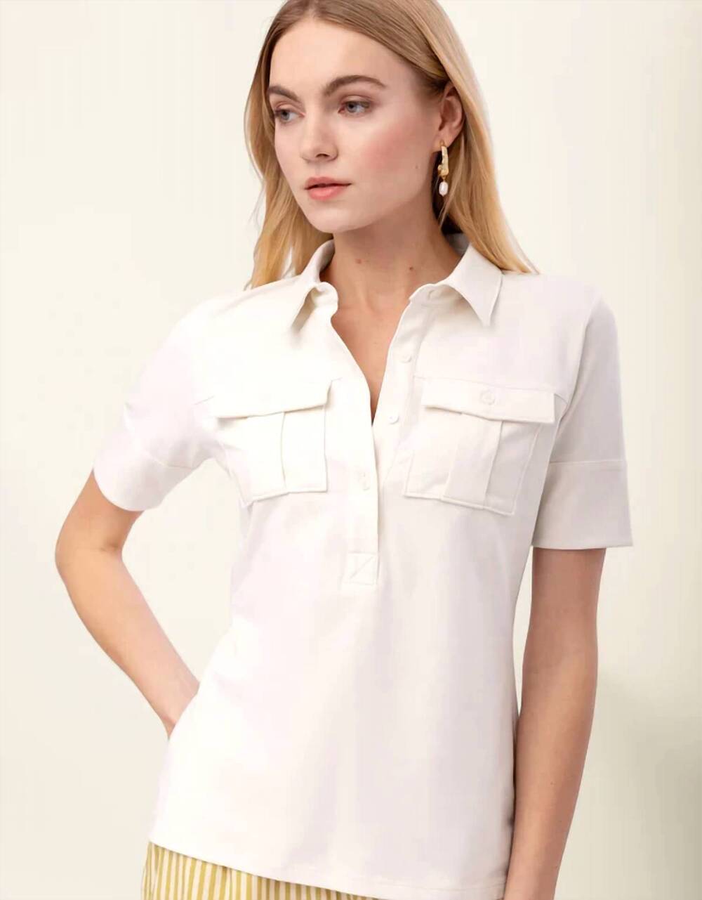 NEW SPARTINA 449 kacey polo top in antique white